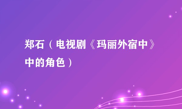 郑石(电视剧《玛丽外宿中》中的角色)