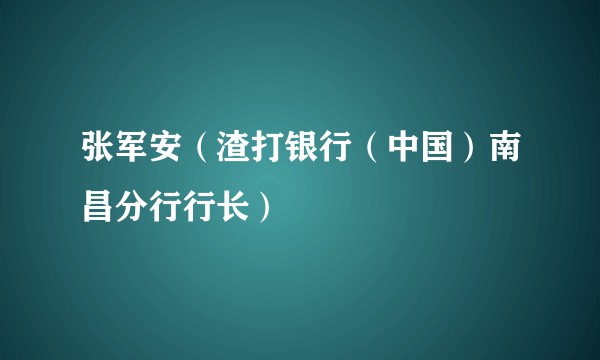 张军安（渣打银行（中国）南昌分行行长）