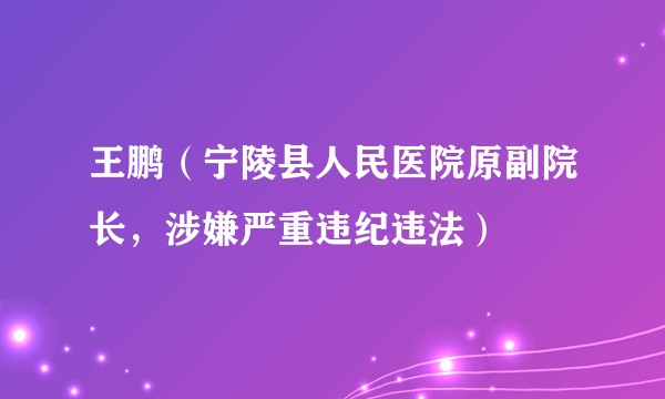 王鹏（宁陵县人民医院原副院长，涉嫌严重违纪违法）