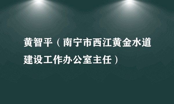 黄智平（南宁市西江黄金水道建设工作办公室主任）