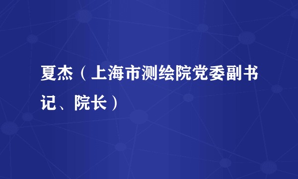 夏杰（上海市测绘院党委副书记、院长）