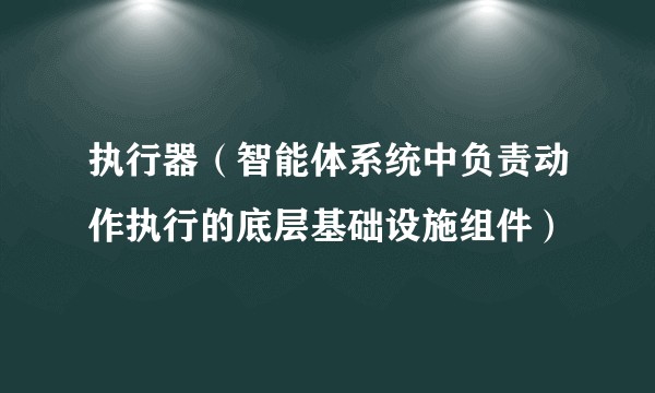 执行器（智能体系统中负责动作执行的底层基础设施组件）