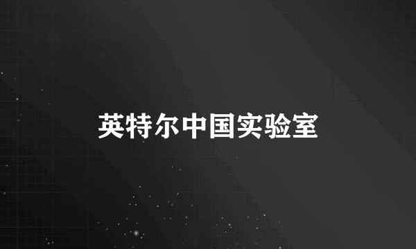 英特尔中国实验室