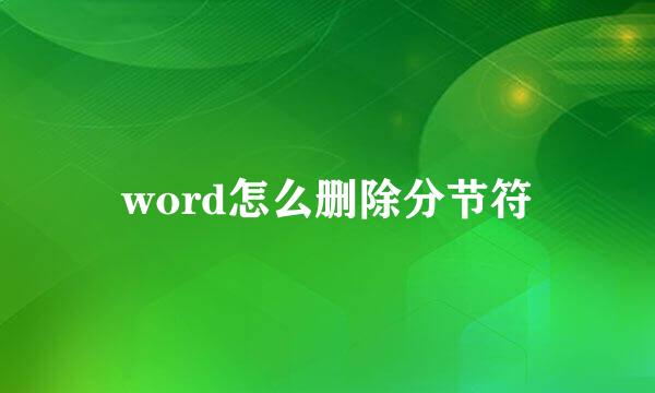 word怎么删除分节符
