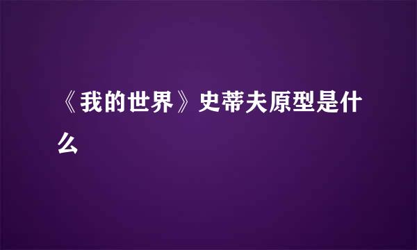 《我的世界》史蒂夫原型是什么