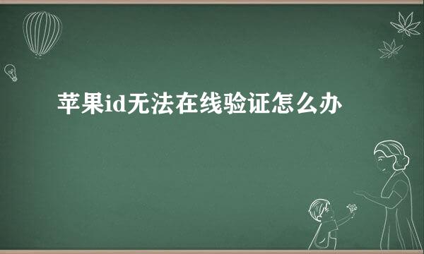 苹果id无法在线验证怎么办