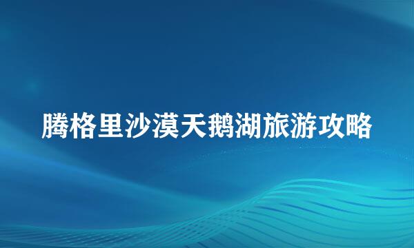 腾格里沙漠天鹅湖旅游攻略