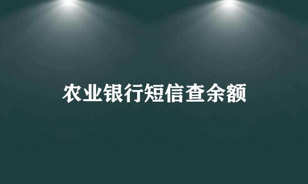 农业银行短信查余额