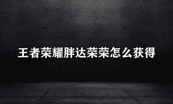 王者荣耀胖达荣荣怎么获得
