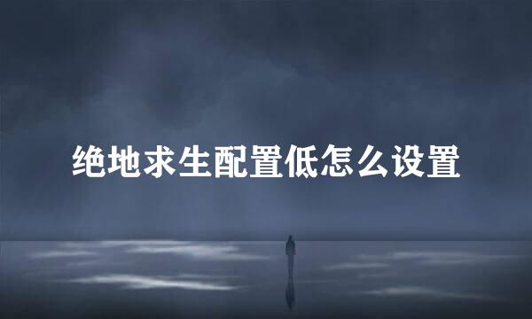 绝地求生配置低怎么设置