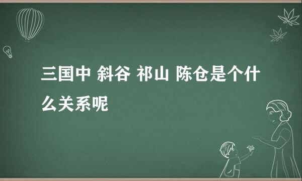 三国中 斜谷 祁山 陈仓是个什么关系呢
