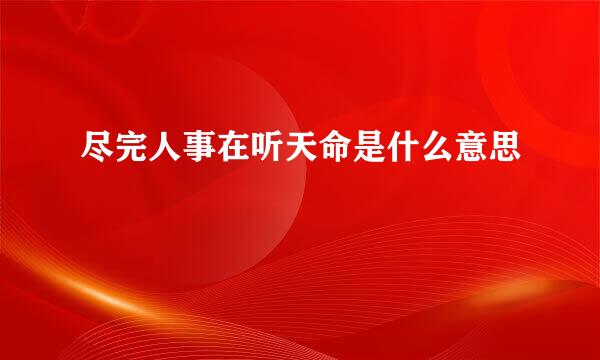 尽完人事在听天命是什么意思