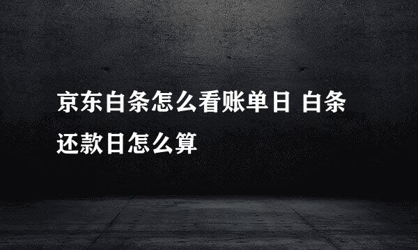 京东白条怎么看账单日 白条还款日怎么算