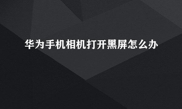 华为手机相机打开黑屏怎么办