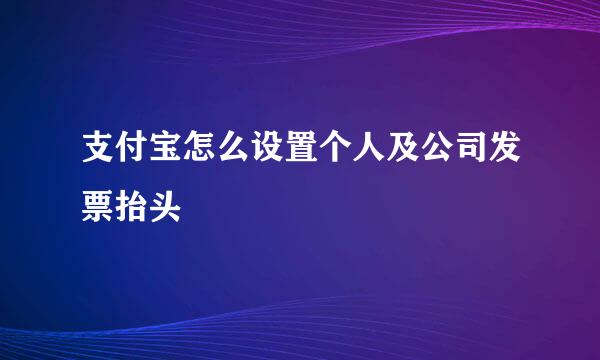 支付宝怎么设置个人及公司发票抬头