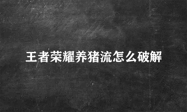 王者荣耀养猪流怎么破解
