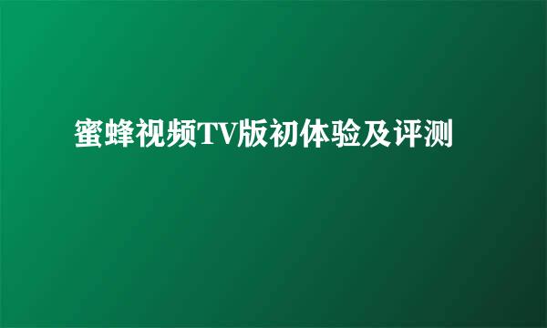 蜜蜂视频TV版初体验及评测