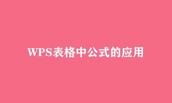 WPS表格中公式的应用