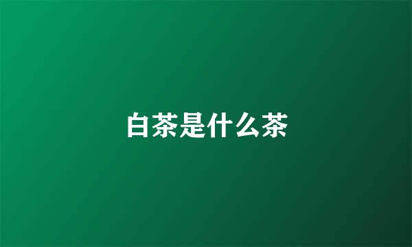 白茶是什么茶