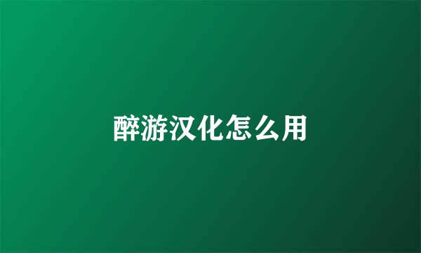 醉游汉化怎么用