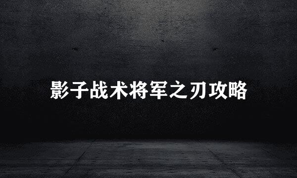 影子战术将军之刃攻略