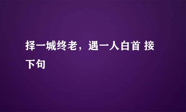 择一城终老，遇一人白首 接下句