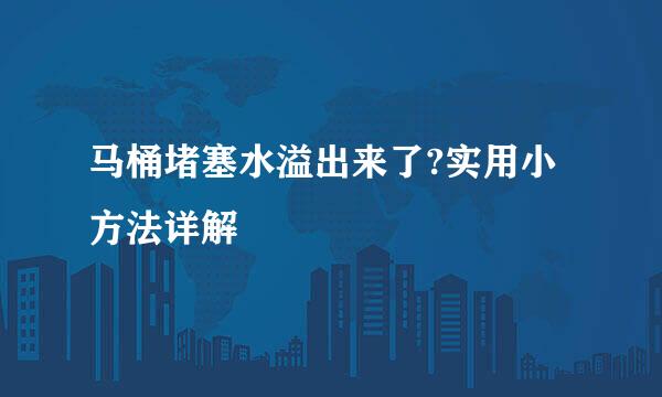 马桶堵塞水溢出来了?实用小方法详解