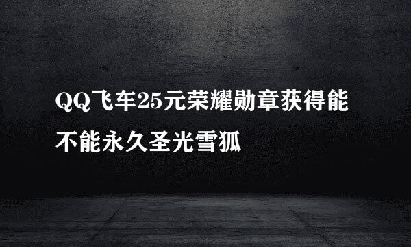 QQ飞车25元荣耀勋章获得能不能永久圣光雪狐