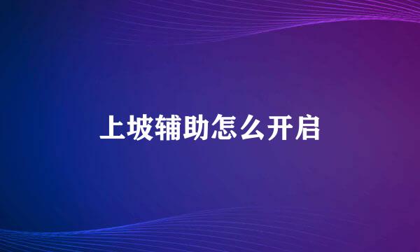 上坡辅助怎么开启