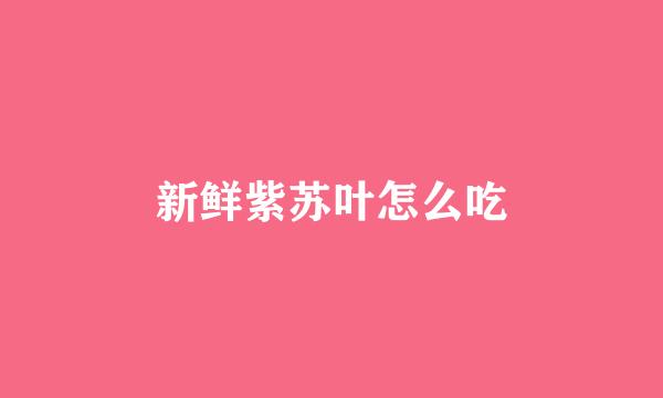 新鲜紫苏叶怎么吃