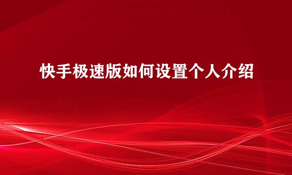 快手极速版如何设置个人介绍