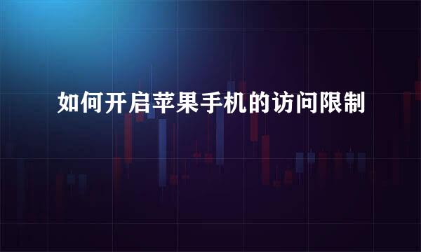 如何开启苹果手机的访问限制