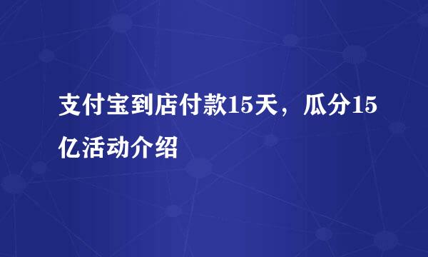 支付宝到店付款15天，瓜分15亿活动介绍