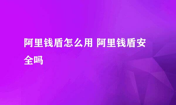 阿里钱盾怎么用 阿里钱盾安全吗