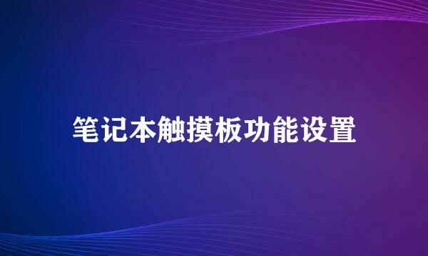 笔记本触摸板功能设置