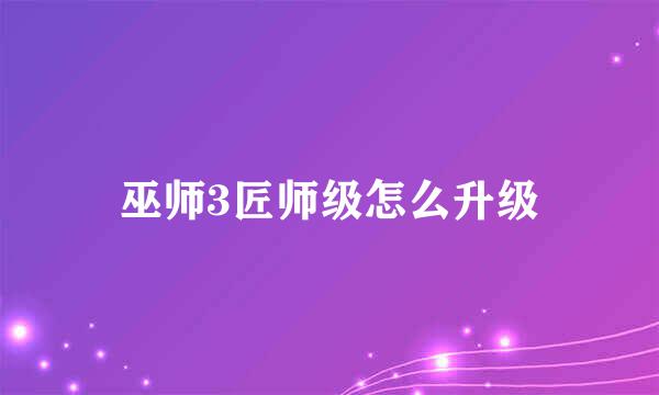 巫师3匠师级怎么升级
