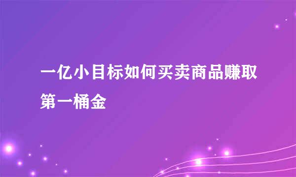一亿小目标如何买卖商品赚取第一桶金