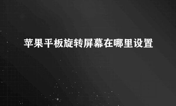 苹果平板旋转屏幕在哪里设置