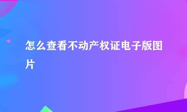怎么查看不动产权证电子版图片