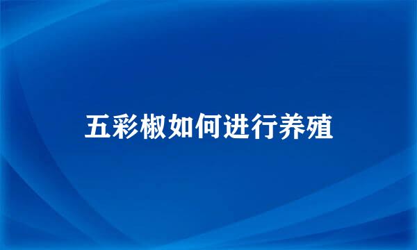 五彩椒如何进行养殖