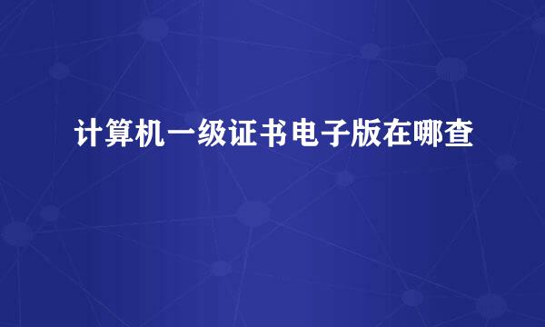 计算机一级证书电子版在哪查