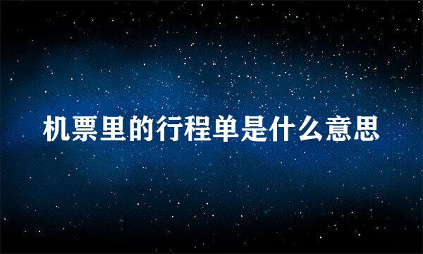 机票里的行程单是什么意思