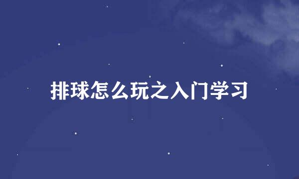 排球怎么玩之入门学习