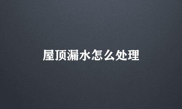 屋顶漏水怎么处理