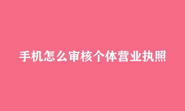 手机怎么审核个体营业执照