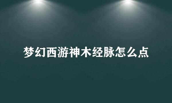 梦幻西游神木经脉怎么点