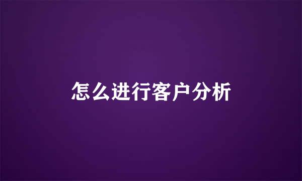 怎么进行客户分析