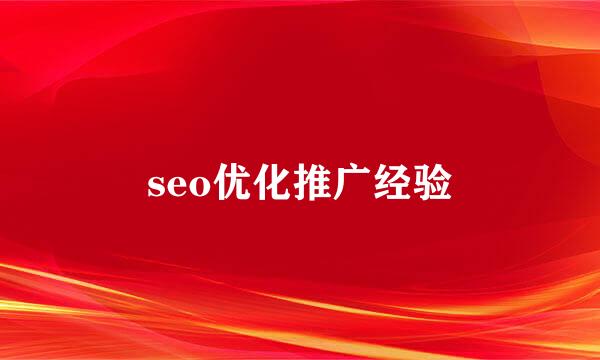 seo优化推广经验