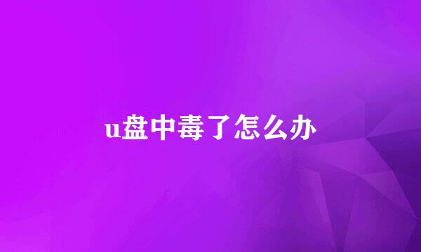 u盘中毒了怎么办