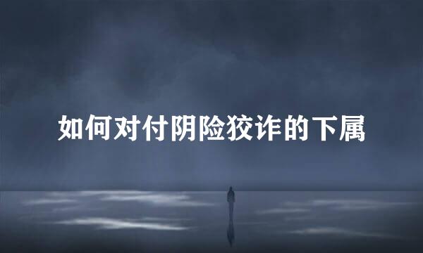 如何对付阴险狡诈的下属